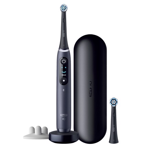 Oral-B iO Spazzolino Elettrico Ricaricabile 8S Nero, 2 Testine, 1 Custodia Da Viaggio, 1 Spazzolino