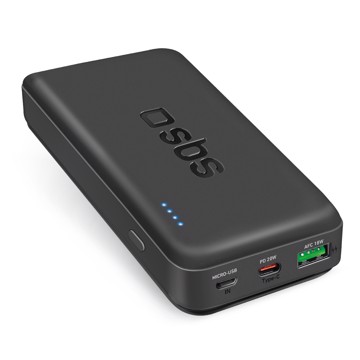 Powerbank 20.000 mah 2 usb pd20w, colore nero