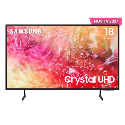 Samsung TV Crystal UHD 4K 55” UE55DU7170UXZT Smart TV Wi-Fi Black 2024, Processore Crystal 4K, 4K Upscaling, Slim Look Design, OTS Lite