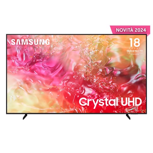 Samsung TV Crystal UHD 4K 65” UE65DU7170UXZT Smart TV Wi-Fi Black 2024, Processore Crystal 4K, 4K Upscaling, Slim Look Design, OTS Lite
