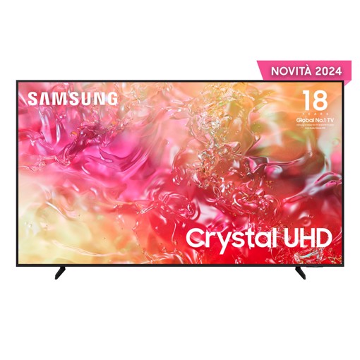 Samsung TV Crystal UHD 4K 75” UE75DU7170UXZT Smart TV Wi-Fi Black 2024, Processore Crystal 4K, 4K Upscaling, Slim Look Design, OTS Lite
