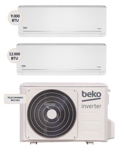 Beko BGMPO181 + BGMPI090 + BGMPI120 Climatizzatore DUAL split system Bianco 9000 btu + 12000 btu Wi-Fi