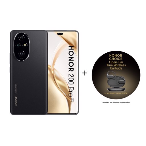 Honor 200 Pro 5G + Earbuds Choice 17,2 cm (6.78") Doppia SIM Android 14 USB tipo-C 12 GB 512 GB 5200 mAh Nero