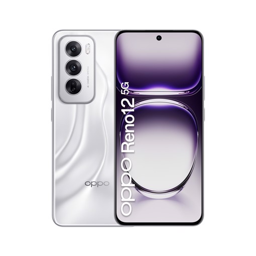 OPPO Reno12 5G AI Smartphone, Tripla fotocamera 50+8+2MP, Selfie 32MP, Display 6.7” 120HZ AMOLED FHD+, 5000mAh, RAM 12GB(Esp4GB/8GB/12GB)+ROM 256GB, [Versione Italia], Astro Silver