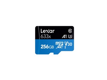 Memory card microsd 256gb 633x high speed,uhs-1 con adapter