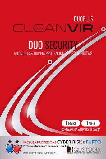 CleanVir Duoplus Duo Security Antivirus & Doppia Polizza Per PC Windows