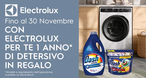 CON ELECTROLUX, PER TE 1 ANNO* DI DETERSIVO IN REGALO