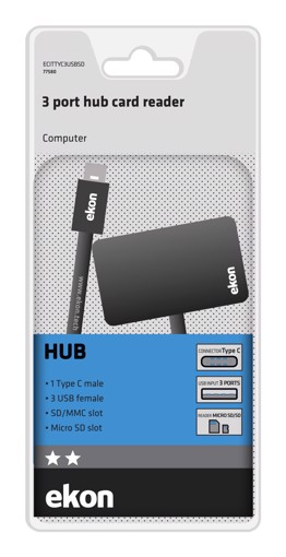 Ekon ECITTYC3USBSD hub di interfaccia USB tipo-C Nero