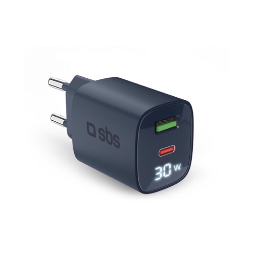 SBS TETRGANLCD1USB1C30B Caricabatterie per dispositivi mobili Universale Blu AC Ricarica rapida Interno