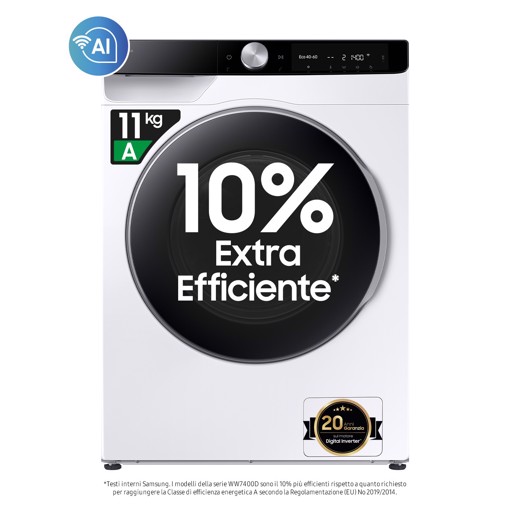 Samsung WW11DG6B25LKU3 lavatrice Caricamento frontale 11 kg 1400 Giri/min Bianco