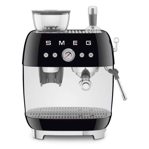 Smeg Macchina da Caffè Espresso Manuale con macinacaffè integrato 50's Style – Nero LUCIDO – EGF03BLEU