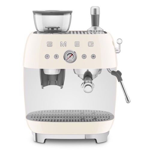 Smeg Macchina da Caffè Espresso Manuale con macinacaffè integrato 50's Style – Panna LUCIDO – EGF03CREU