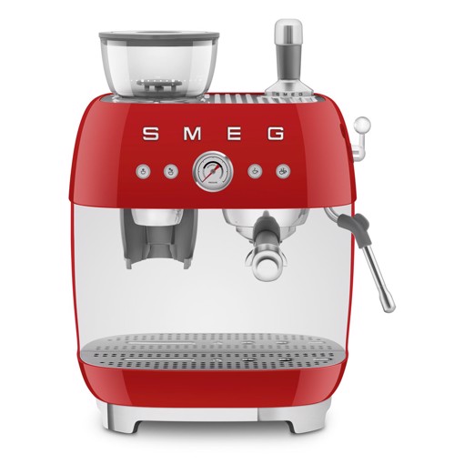 Smeg Macchina da Caffè Espresso Manuale con macinacaffè integrato 50's Style – Rosso LUCIDO – EGF03RDEU