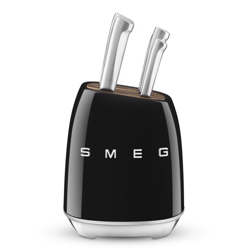 Smeg Ceppo con coltelli 50's Style - Nero LUCIDO - KBSF02BL