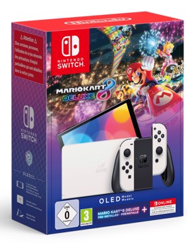 Consolle switch oled white+mk8 bundle mariokart8+12m online