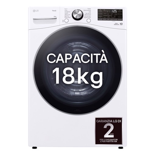 LG RH18U8AVCW Asciugatrice 18kg Pompa di calore DUAL Inverter Classe A+++, Motore Direct Drive, AI Dry, Wi-Fi, Bianca