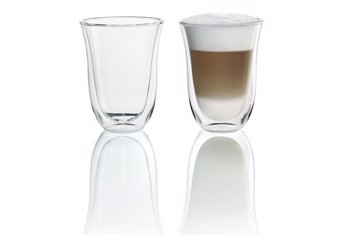 Tazza latte macch.vetro cf.2pz 330ml doppia parete latte mac