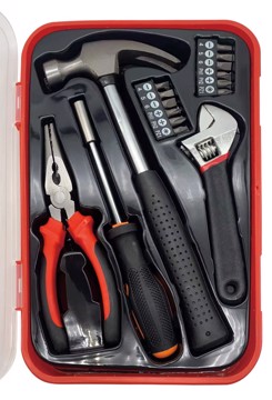 Cassetta Attrezzi Tweed Kit Utensili 22 Pz Blk/Red