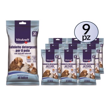 Salviette detergenti pelo per animali 30pz PACK 9 Confezioni