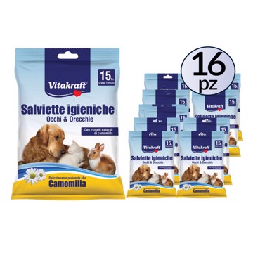 Salviette igieniche occhi e orecchie con camomilla 15pz PACK 16 Confezioni